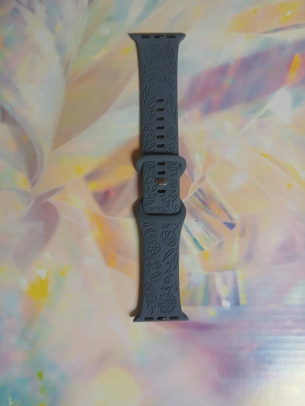 Floral Silicone Watch Band in Blue