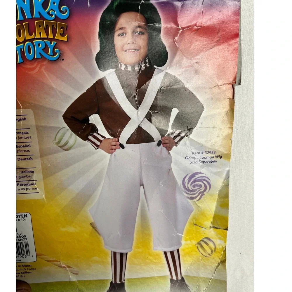 Willy Wonka‎ Oompa Loompa Costume Kids Medium 8-10 Jumpsuit Halloween 620934