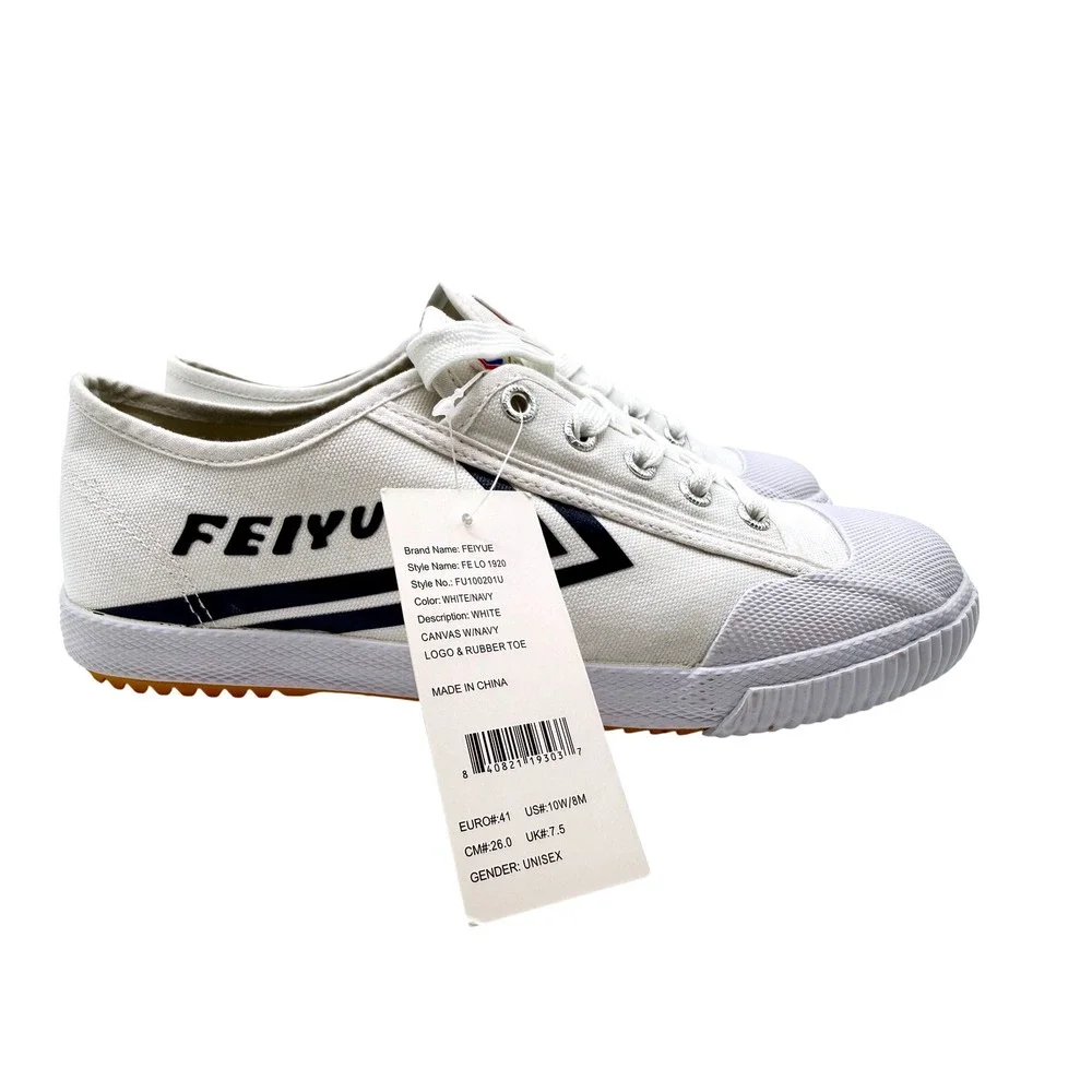 Feiyue FE LO 1920 Sneakers Unisex 10W/8M White Navy New Canvas Martial Arts Shoe