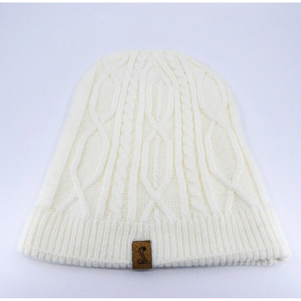 Cobra Winter Hat Womens One‎ Size White Cable Knit Preppy Cap Car Ouray Sports