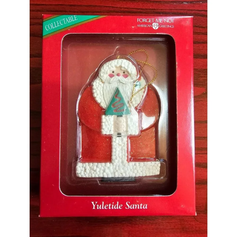 American Greetings Forget Me Not Yuletide Santa Ornament Christmas