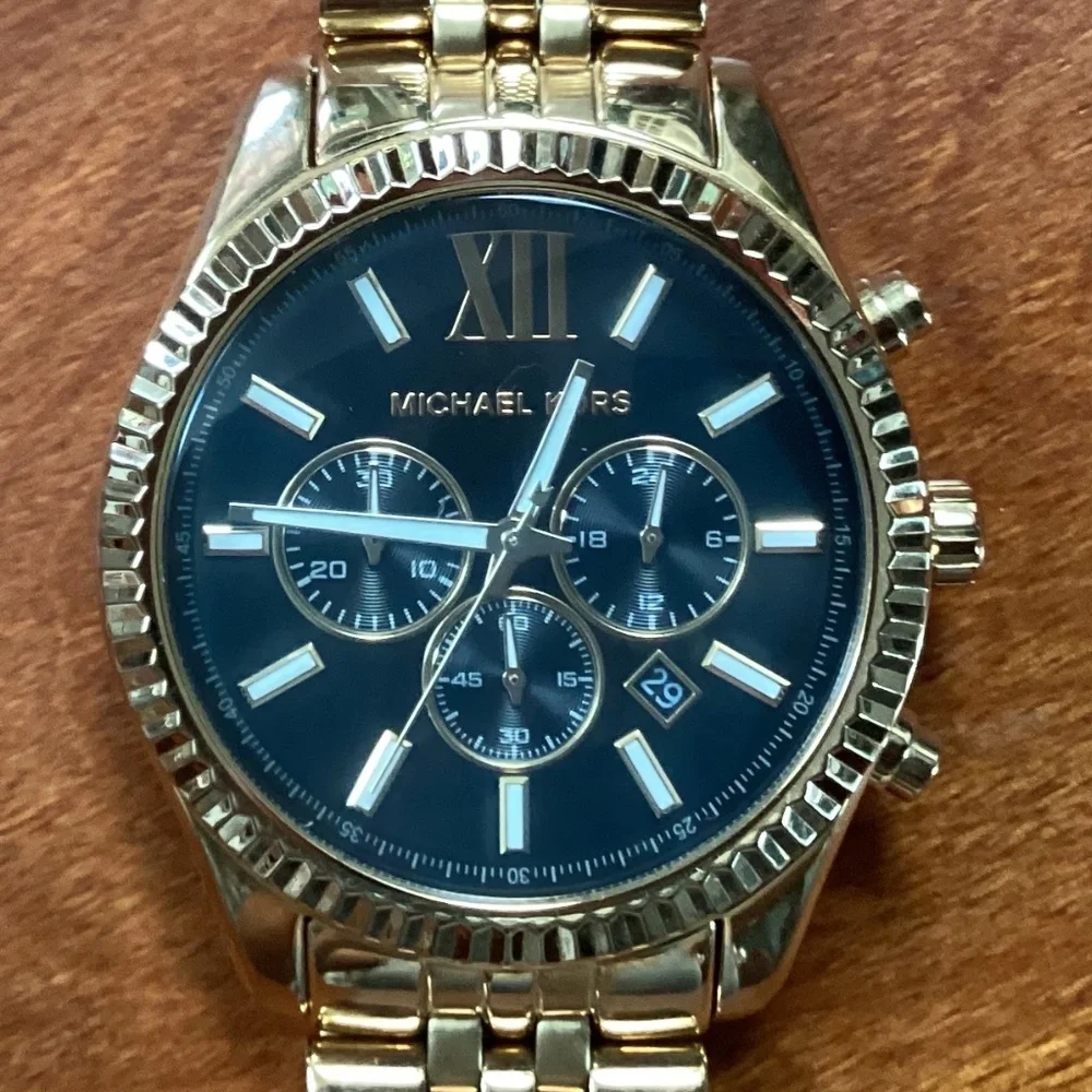 Michael Kors Men's Lexington Chronograph Gold-Tone Stainless Steel Watch 45mm