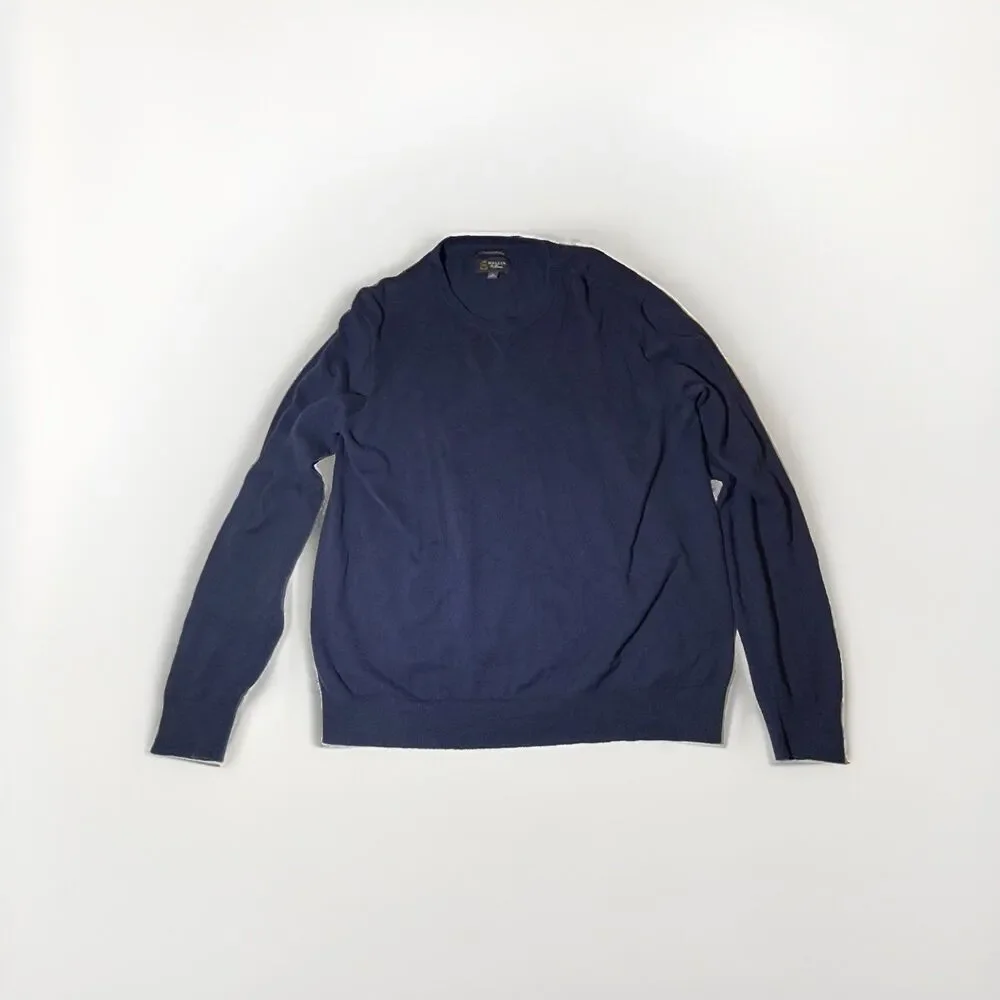 Wallin & Bros Mens XL Navy Cashmere Blend Crew Neck Sweater Knit Pullover