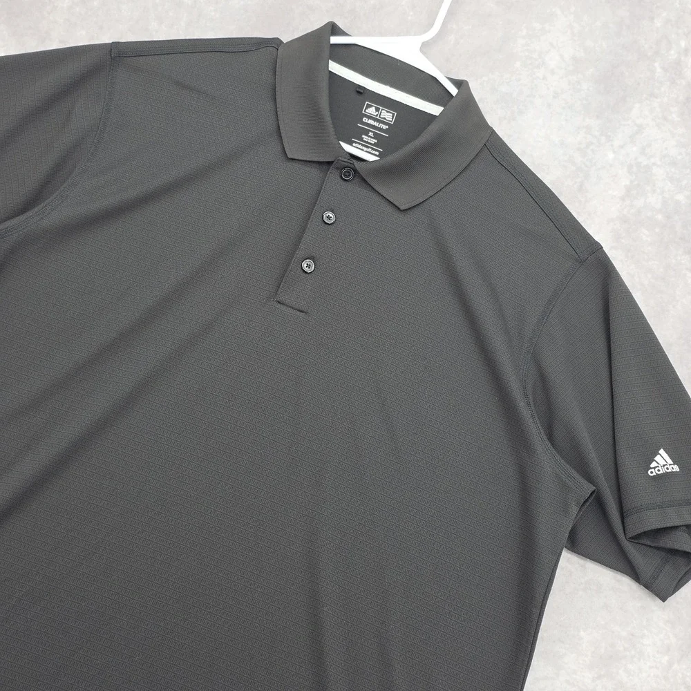 Adidas Golf Climalite Mens XL Polo Shirt Performance Black Short Sleeve Embroid