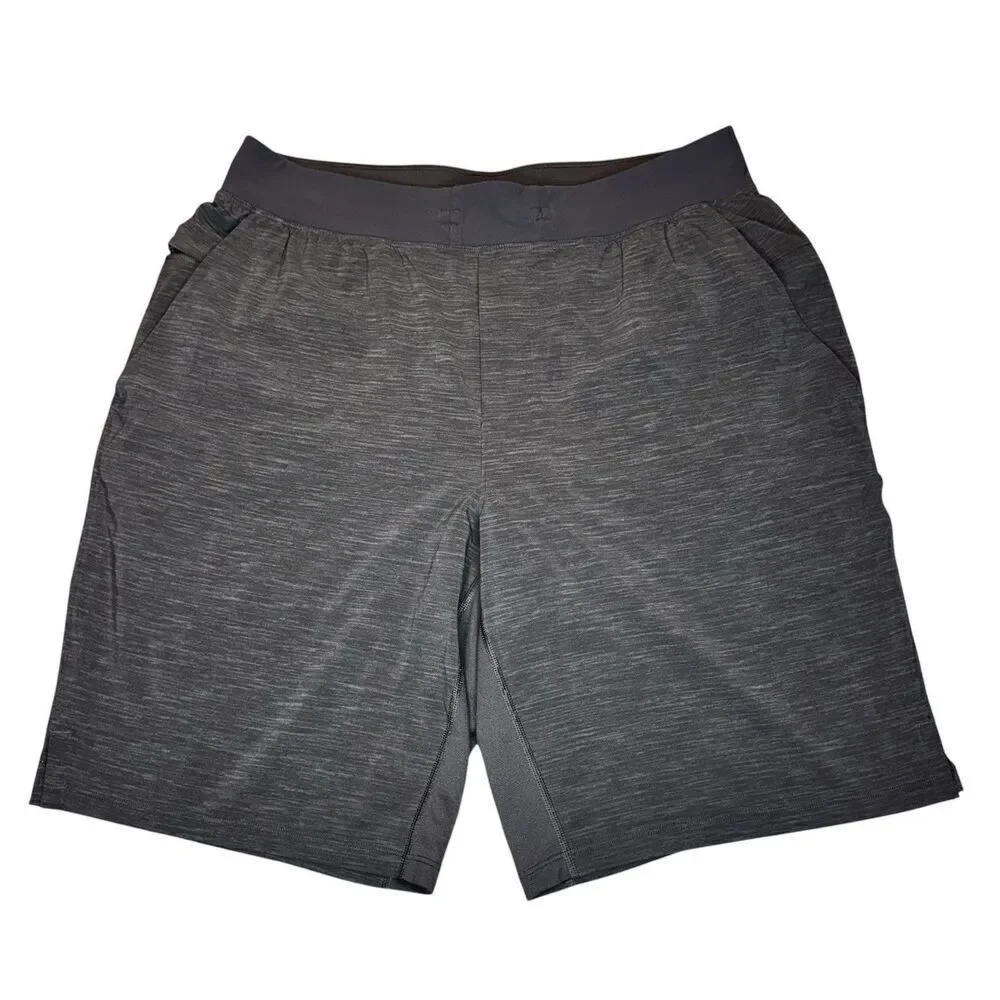 LULULEMON Men Sz L Shorts 9.5” Lined Charcoal Gray Black Yoga Sport Luxury 0227
