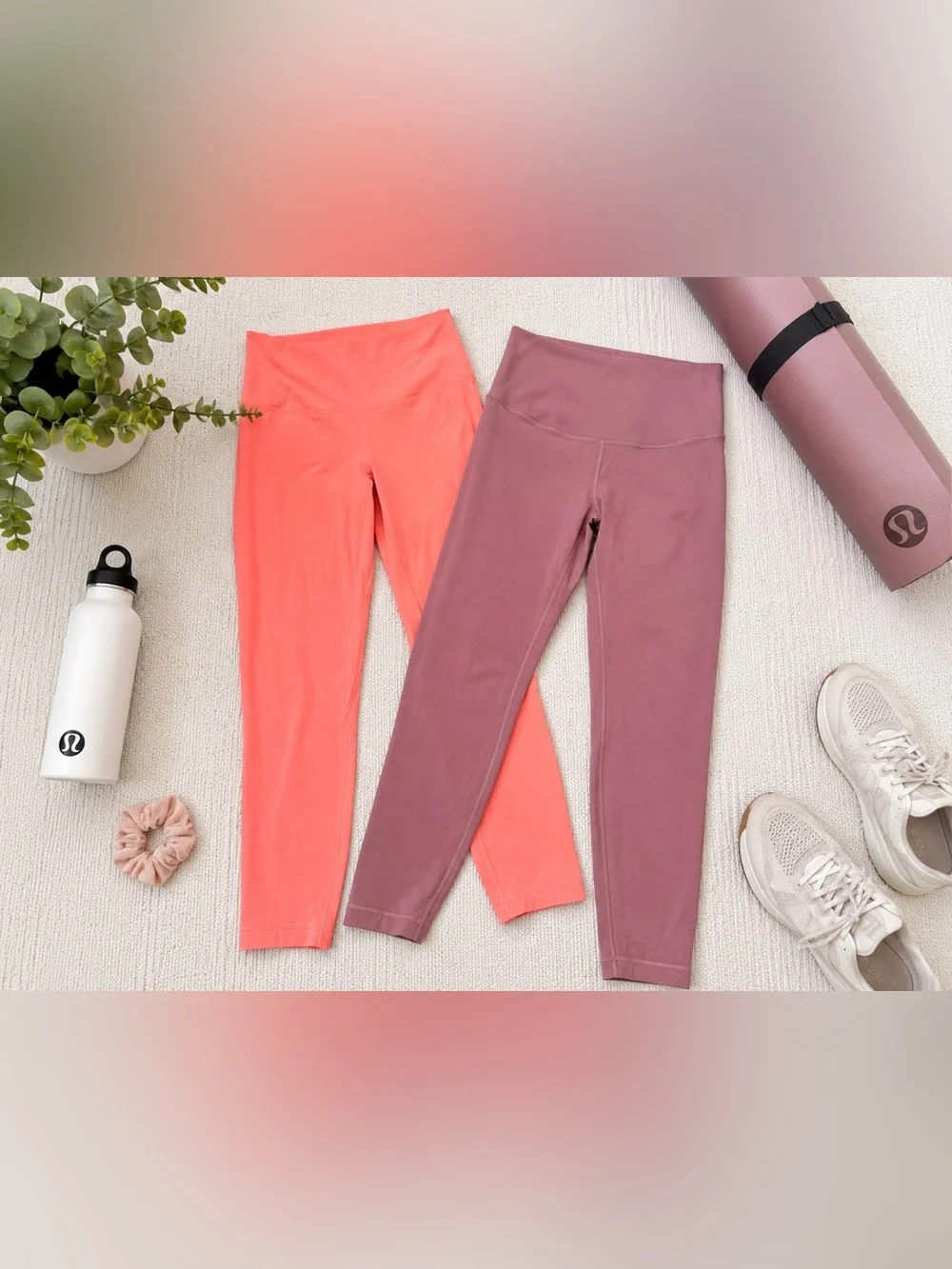 Lululemon Women’s High-Rise Crop Leggings Bundle | Size 8 | Coral & Mauve