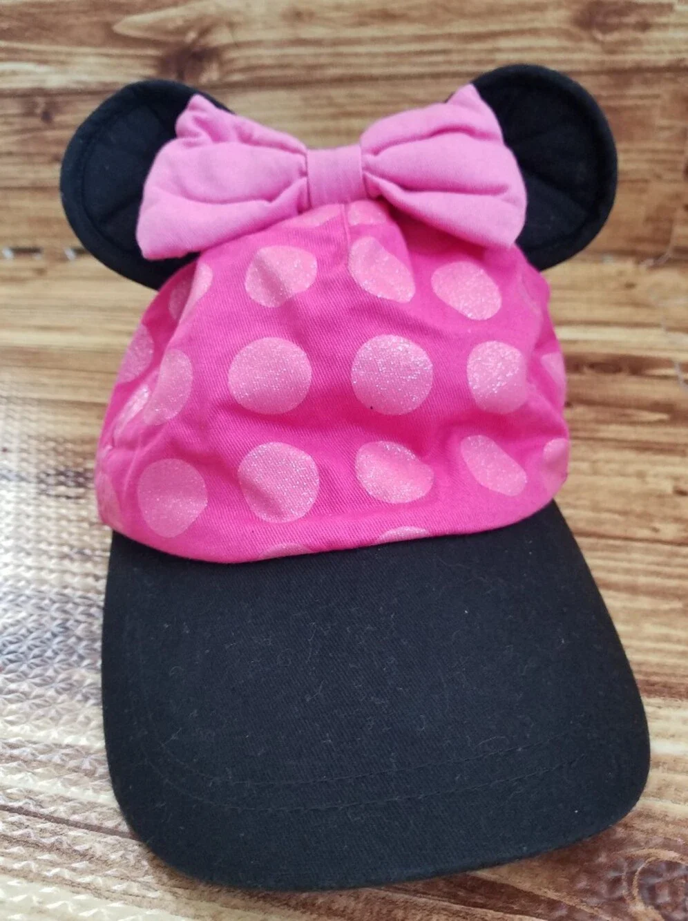 Disney Store Minnie Mouse Pink Polka Dot Bow Cap with Ears Girls Hat