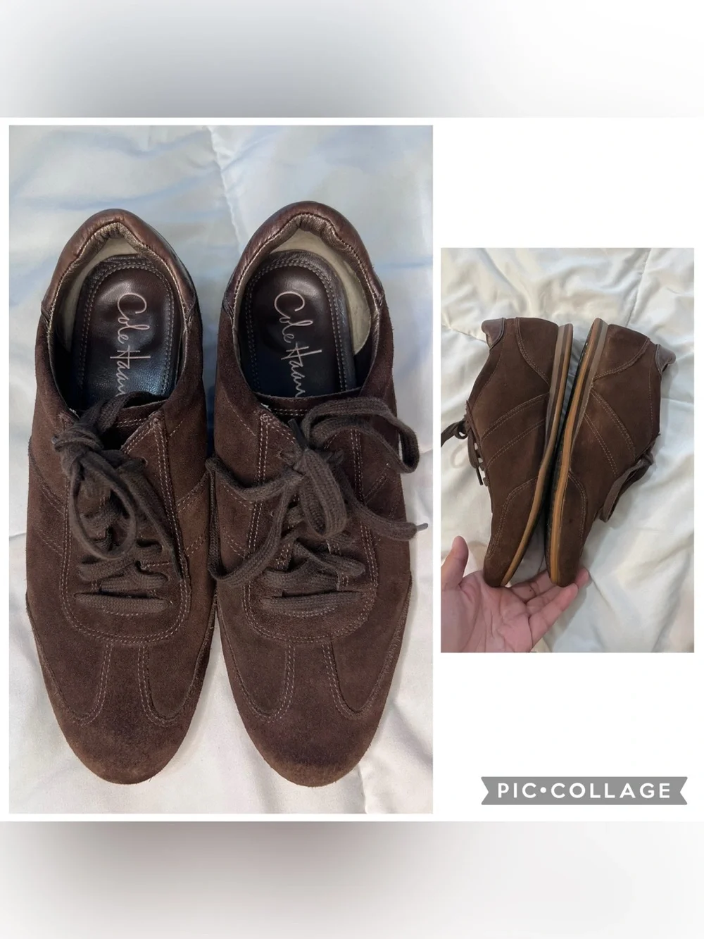 Cole Haan Dark Brown Suede Lace Up Sneakers size 6.5