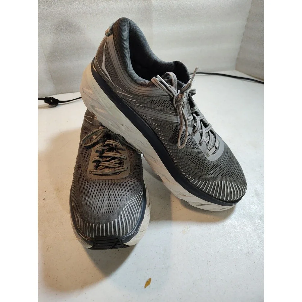 Hoka One One Bondi 7 Men’s Size 14 2E Running Shoes Sneakers Gray Low Top (876)