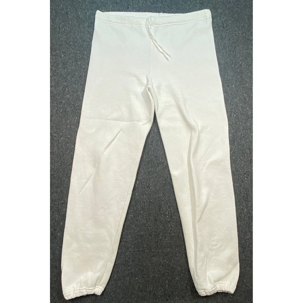 Russell Athletic Sweatpants L‎ White Mens Vintage Made in USA Joggers Drawstring
