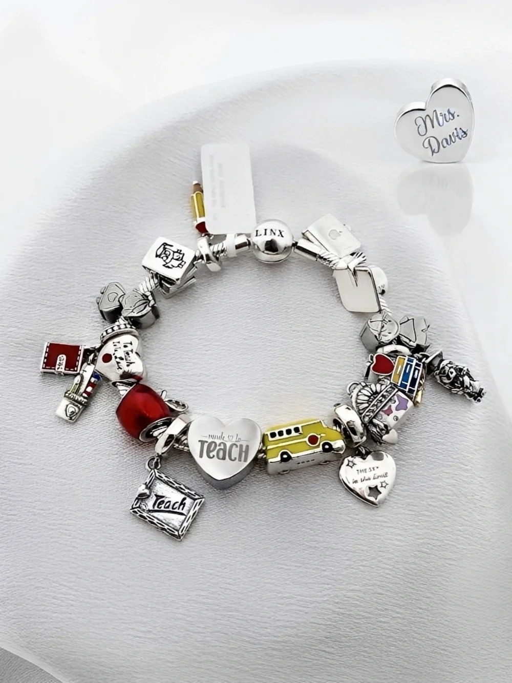 Linx Snake Chain Bracelet with Personalized Teacher Themed Charms