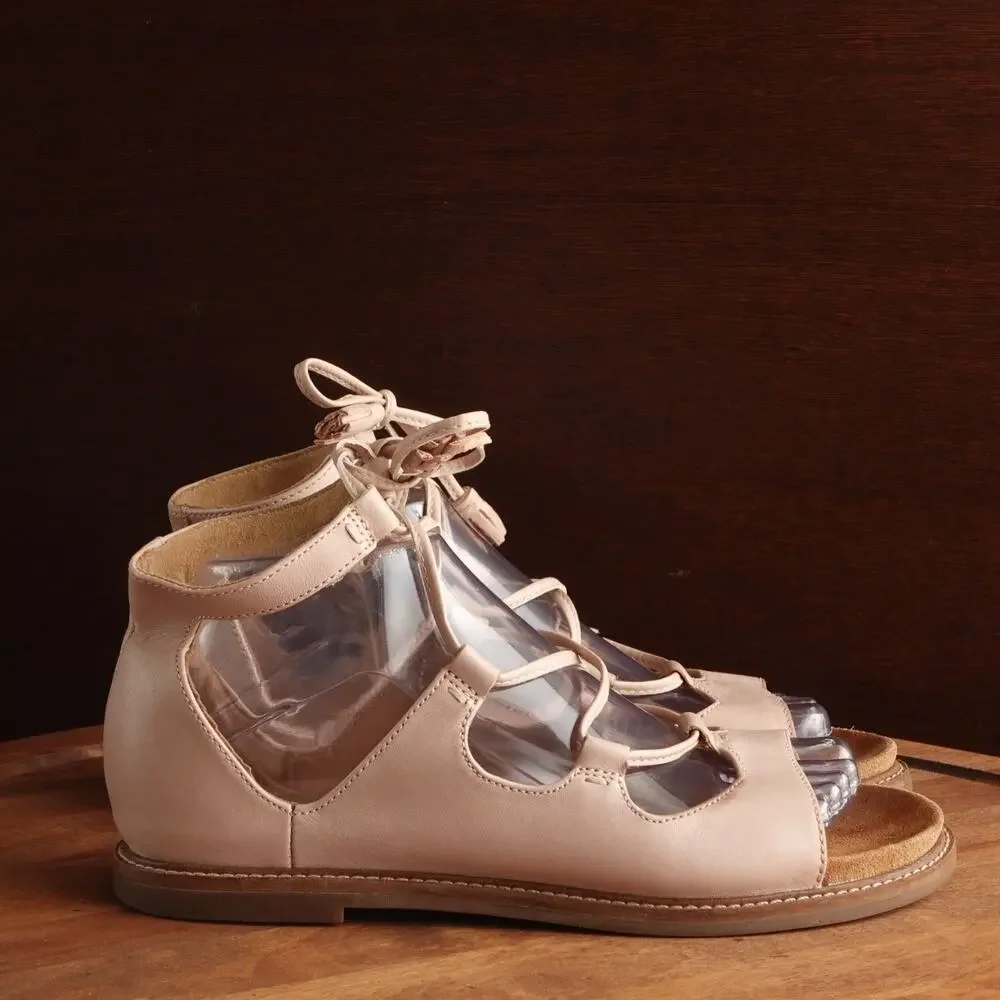 Clarks Sandals Womens SZ 8M Pale Pink Corsio Dallas Leather Gladiator Flat Shoes