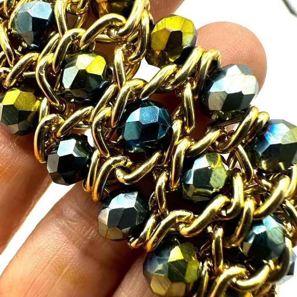 Gold blue beaded stretchy bracelet 3+ offers bundles