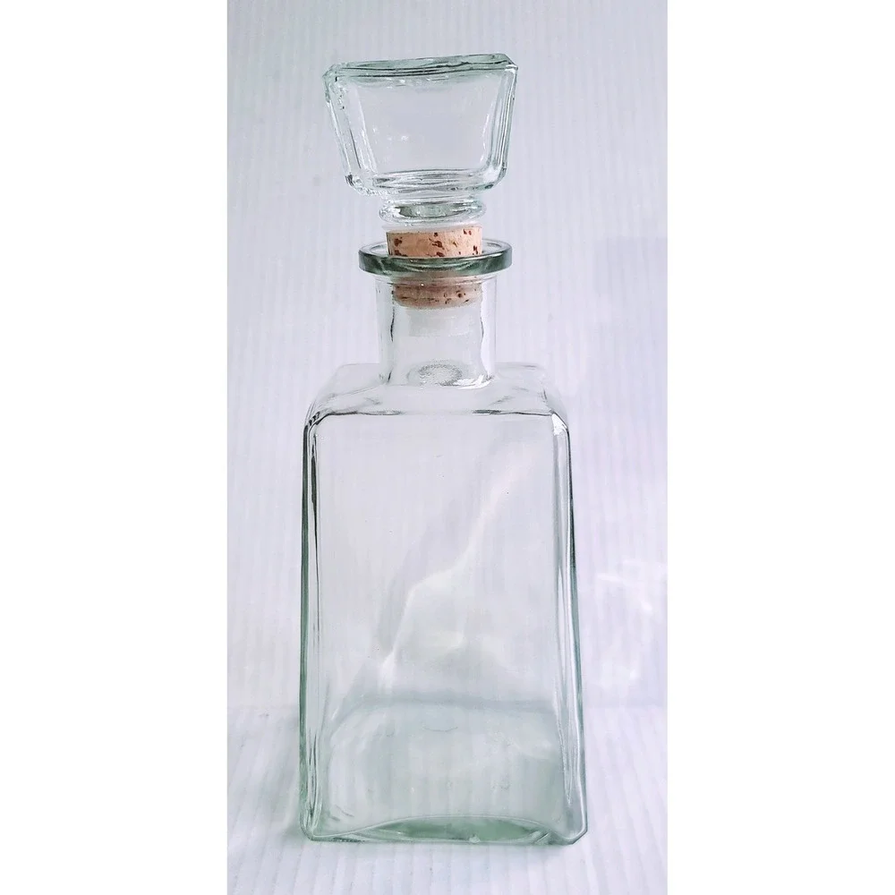 Vintage Cuervo 1800 Reposado Tequila EMPTY Glass Decanter with Cork Glass Topper