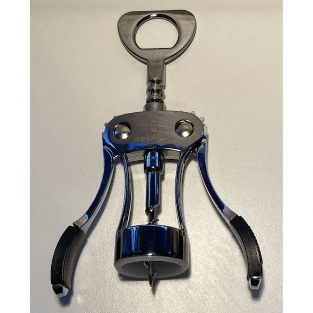 Bravigi Wing Corkscrew Wine Opener — chrome with ergonomic black non-slip grips‎