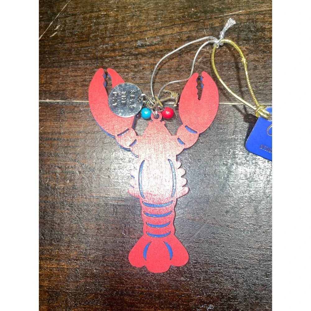 Cape Shore Lobster Christmas‎ Ornament Charm Red Blue Nautical Beach Decor