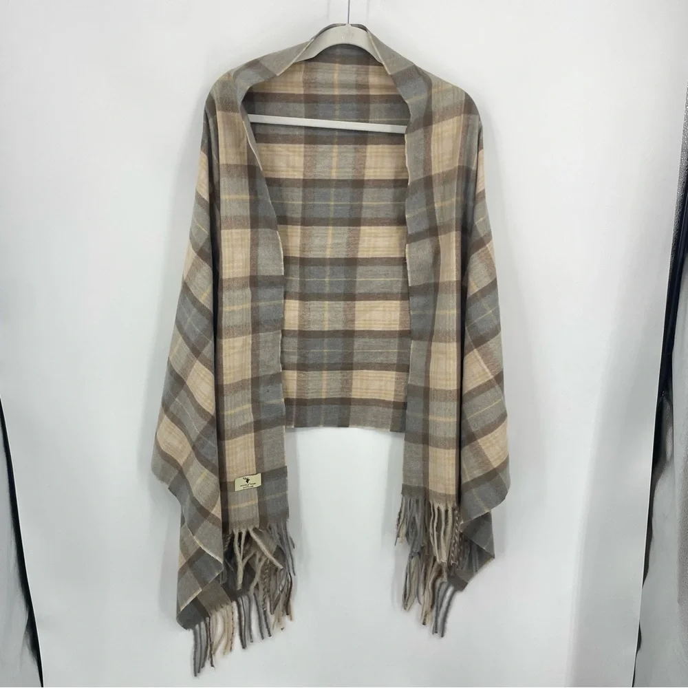 House Of Tweed‎ Scotland | Colorblock Rectangle Scarf Beige gray Unisex