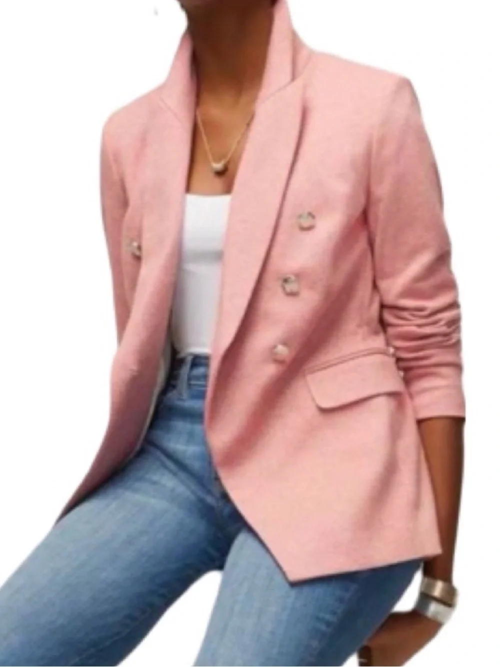 WHBM Studio Blazer Herringbone Jacket Faded Rose Size 8