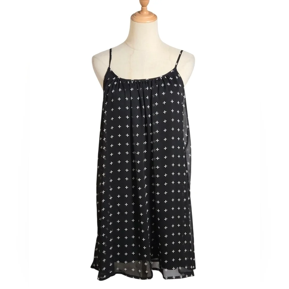 One Clothing Black Cross Goth Flowy Mini Dress