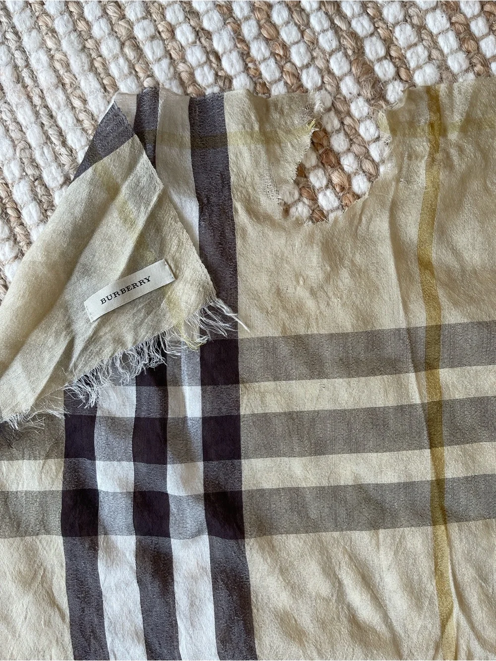 Burberry area damaged