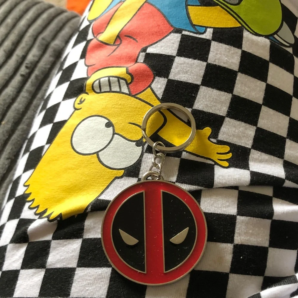 Marvel Deadpool Kids Keychain - Red & Black Superhero Ring