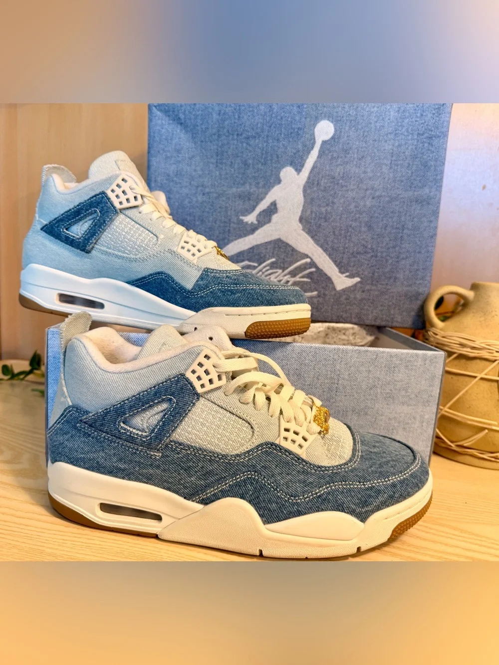 Jordan Women's Denim Panel Sneakers - Light Blue & Cream