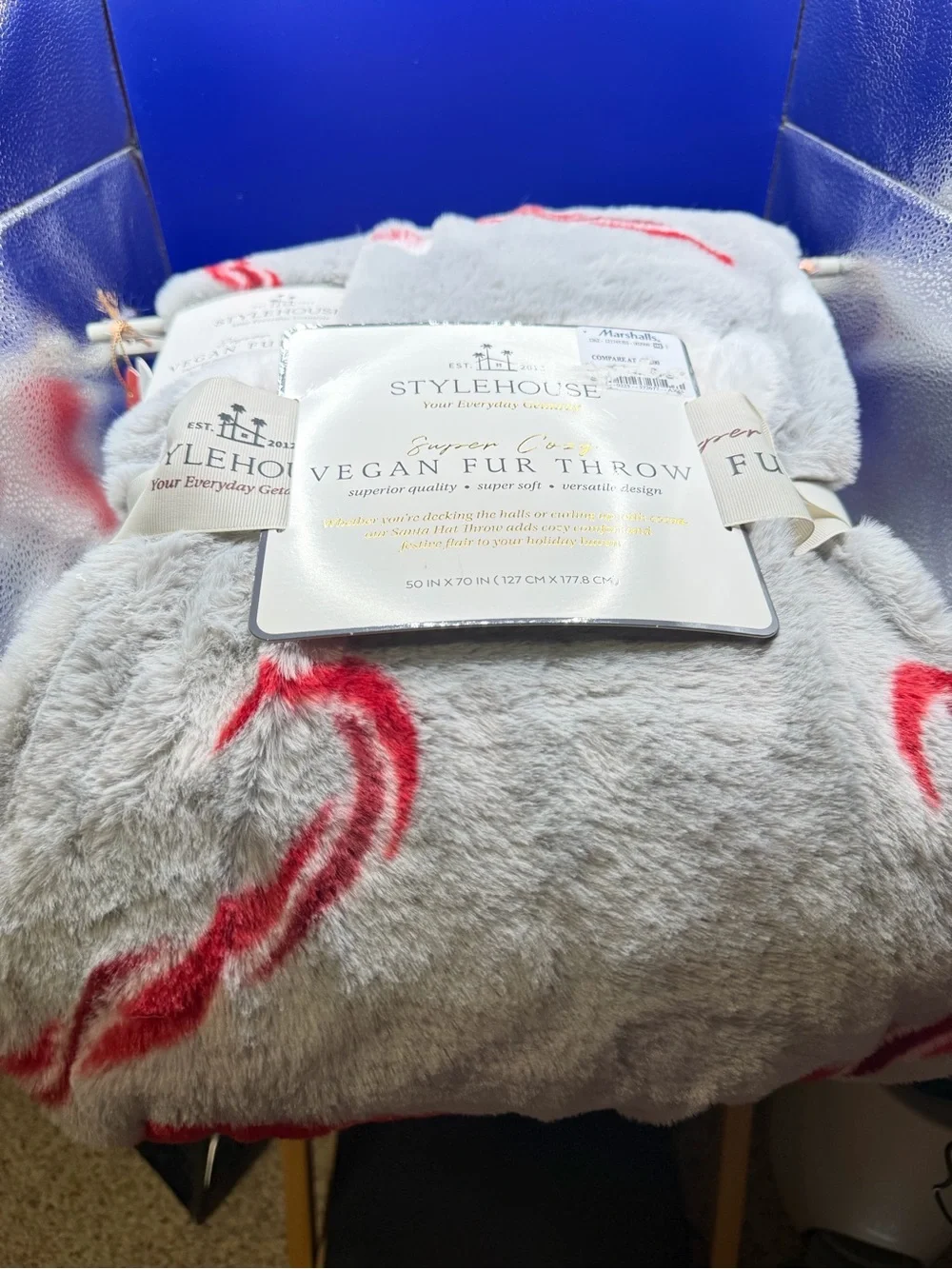 Christmas Theme Throw Gray with Red