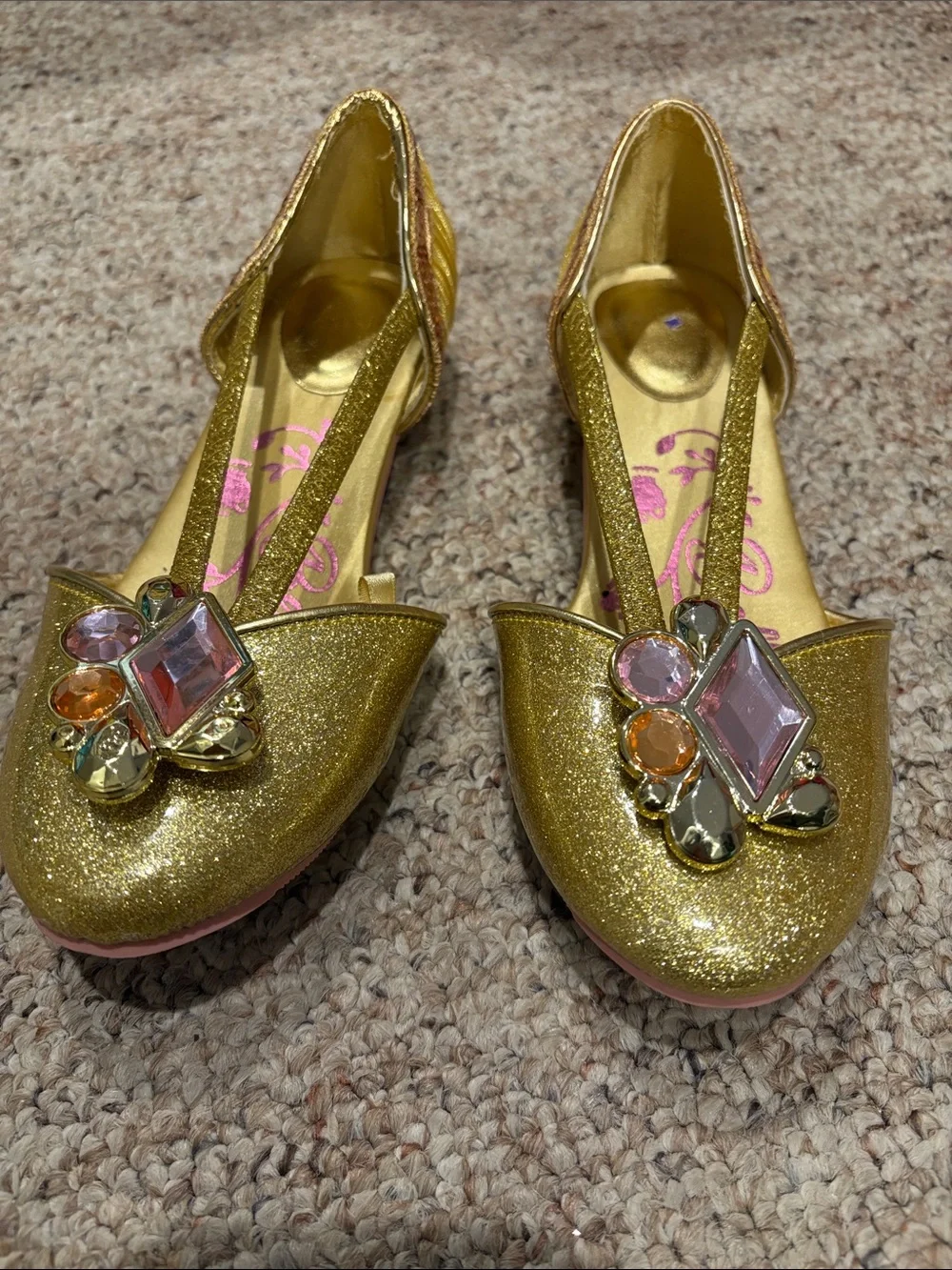 Gold Glitter Disney Belle Gemstone dress up shoes
