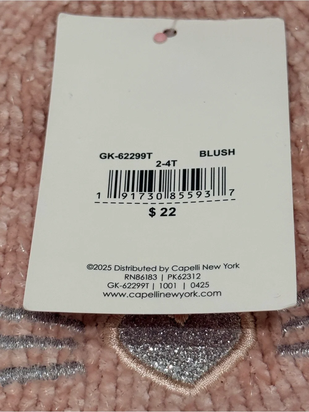 Capelli of New York lining blush soft