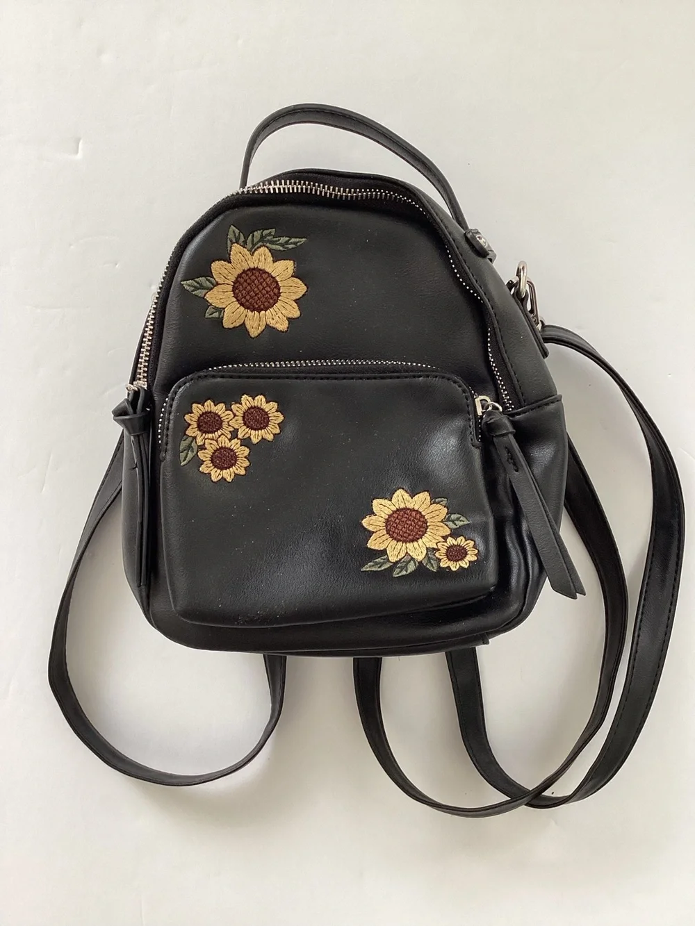 Tilly’s Black Sunflower Embroidered Mini Backpack