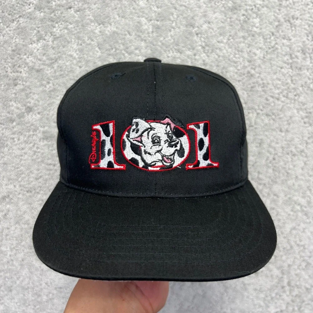 VINTAGE Disney 101 Dalmatians Snapback Hat Youth Kids Black Annco Embroidered