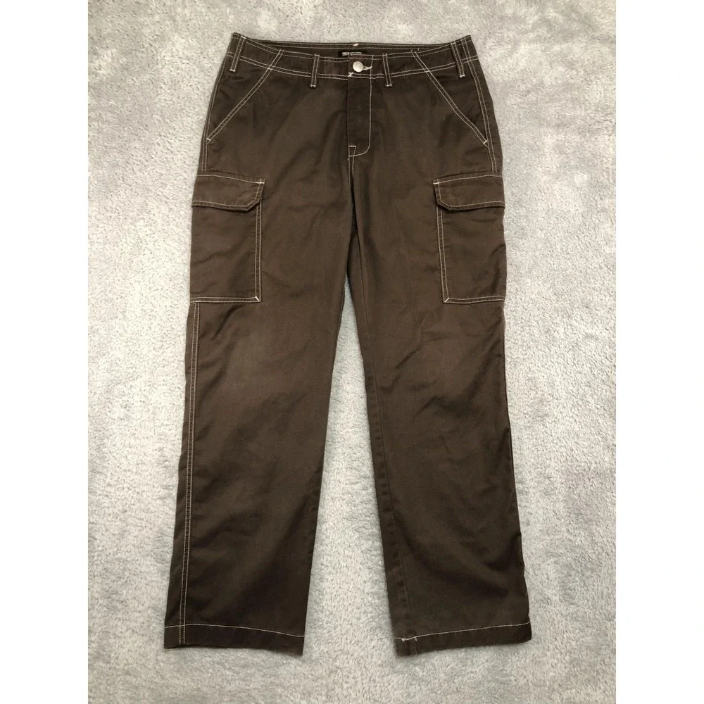 True Religion Pants Mens 35x31 (Tag 32) Brown Cargo Distressed *Flaw