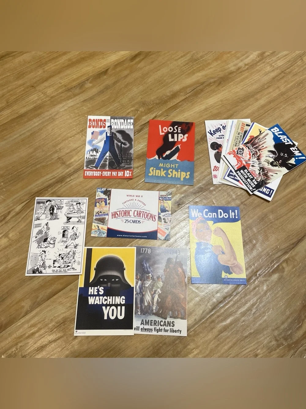 World War II Cartoons And posters – HISTORIC CARTOONS-25 CARD SET Postcards