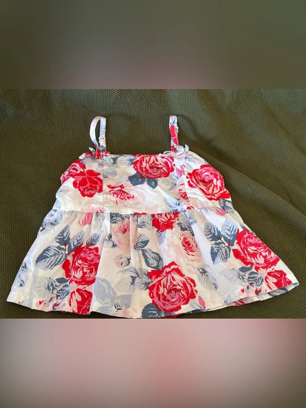 GAP White Tank Top with Red Rose Print
