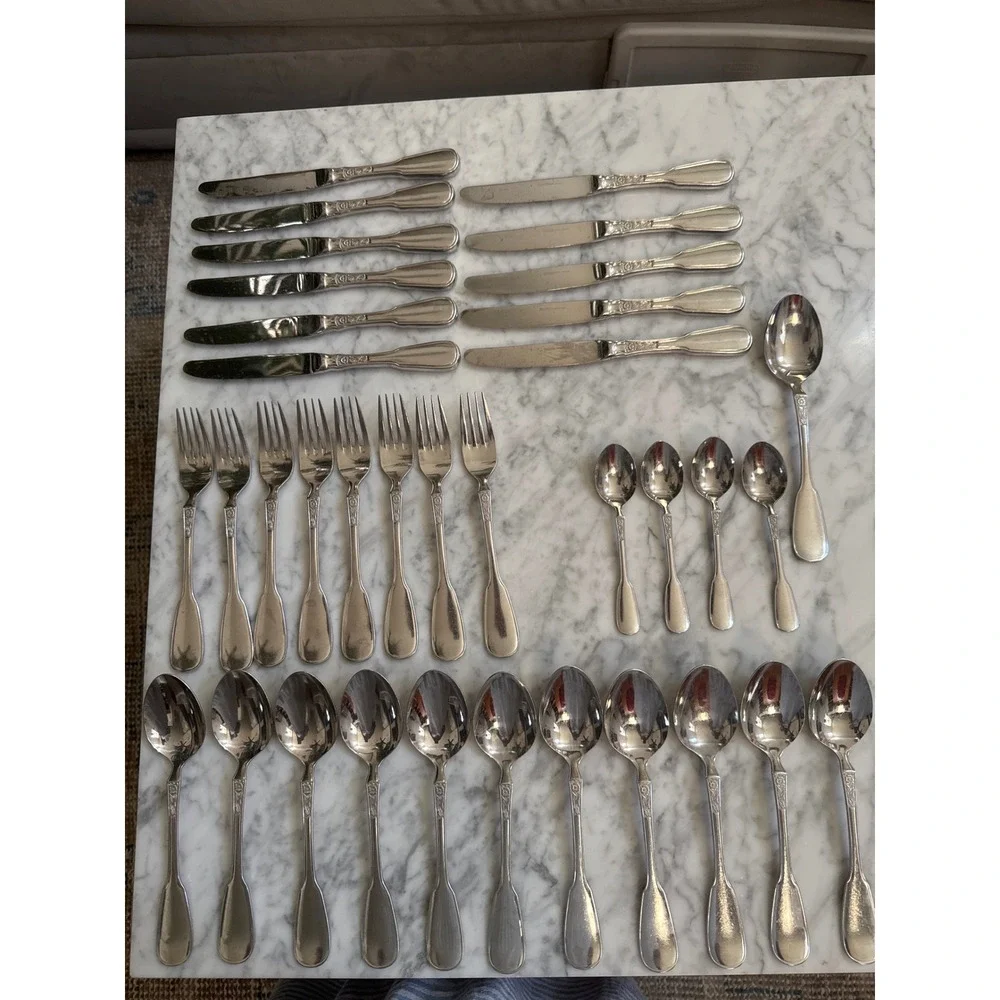 Nirosta Edelstahl 18/8 Stainless Steel Flatware Set 35pc Floral Fiddle Germany