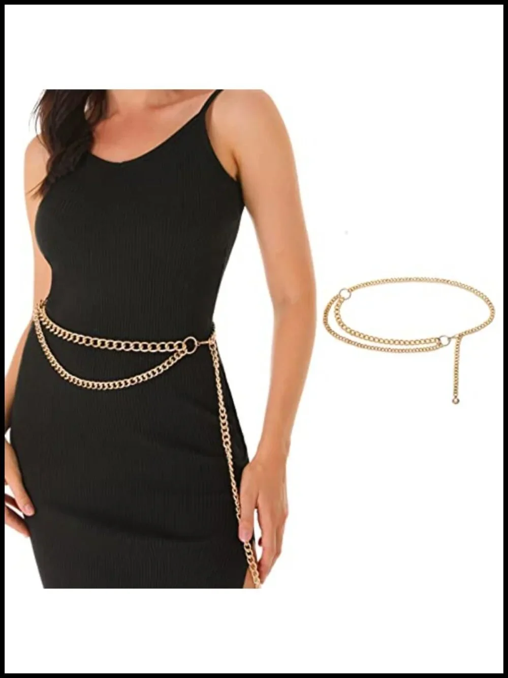 Gold Waist Chain Belt - Metal Link Dangling Cinturon de Mujer