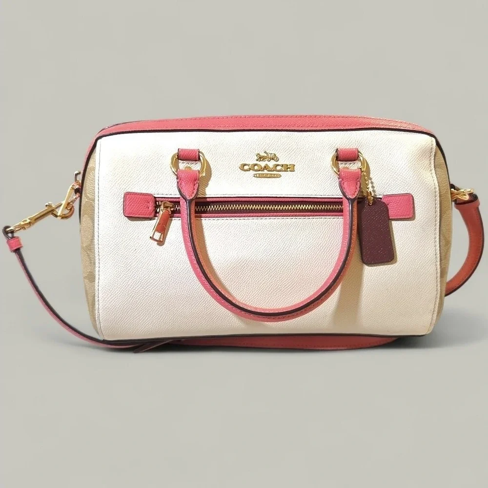 Coach Rowan Confetti Pink Mango‎ Satchel HTF