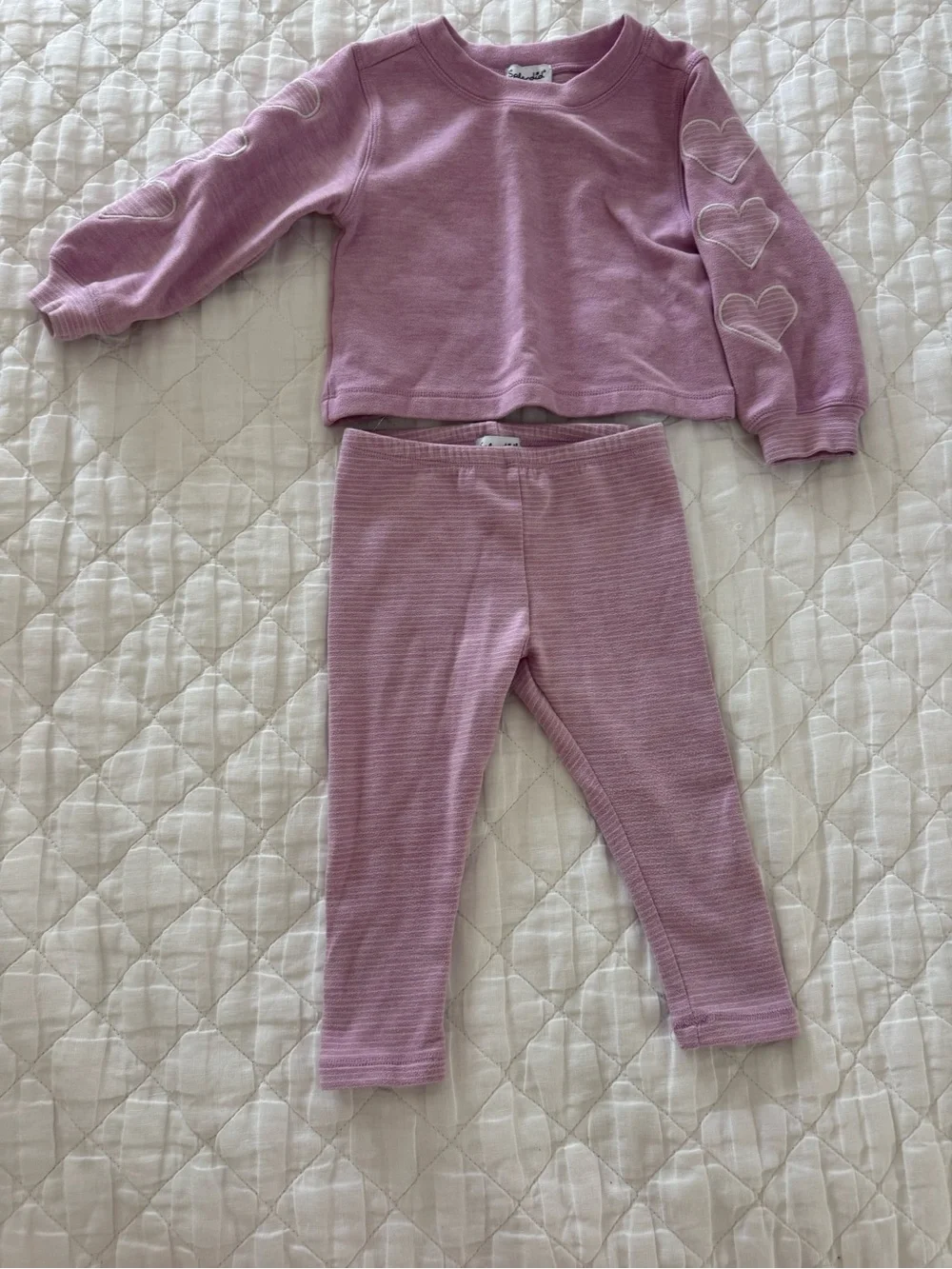 Splendid Girls Lavender Heart Sleeve Sweatshirt & Leggings Set