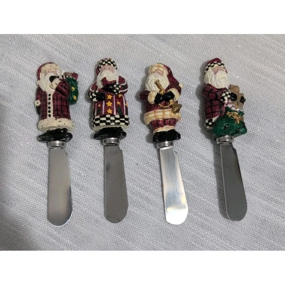 Boston Warehouse Santa Spreader Knives Set of 4 Christmas‎ Holiday Stainless