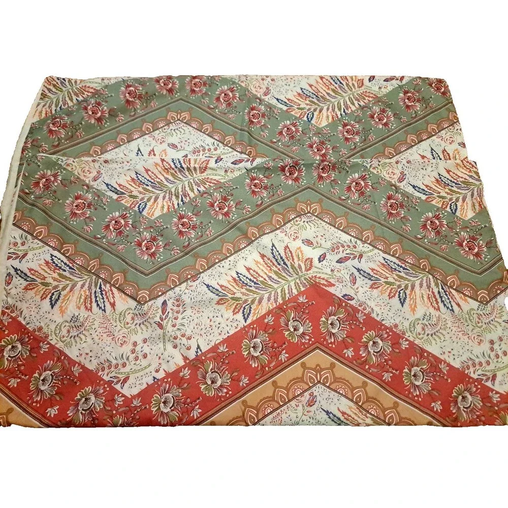 Boho King Pillow Shams 2 Striped Red Green Floral Beige Colorful Retro