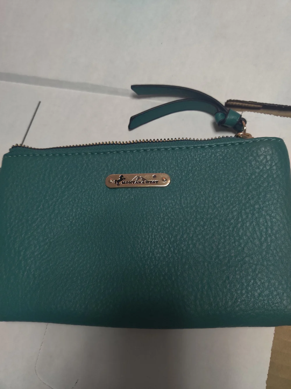 Montana West Teal Zip Leather Wristlet