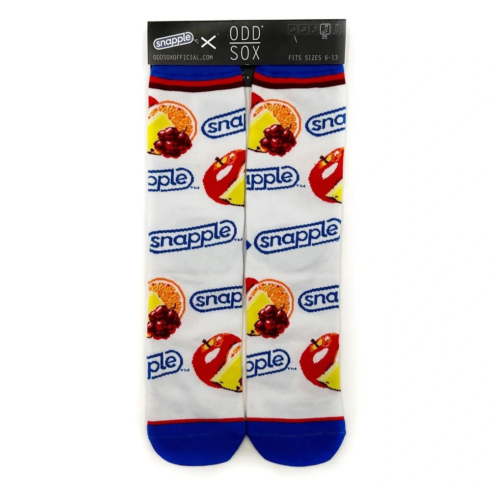 Odd Sox Snapple Drink Crew Socks Mens Womens Fun Novelty Gift Fruit White Blue