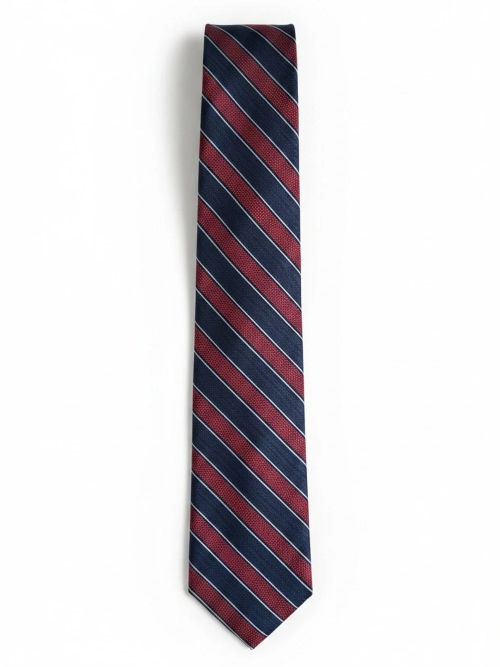 Joseph A. Bank Reserve 100% Silk Tie Preppy Stripe Necktie Navy Burgundy O/S