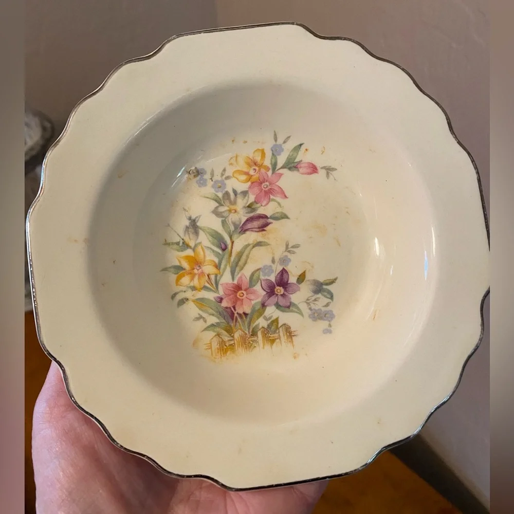 Vintage Lido W S George Canarystone Bowl Floral Made in USA