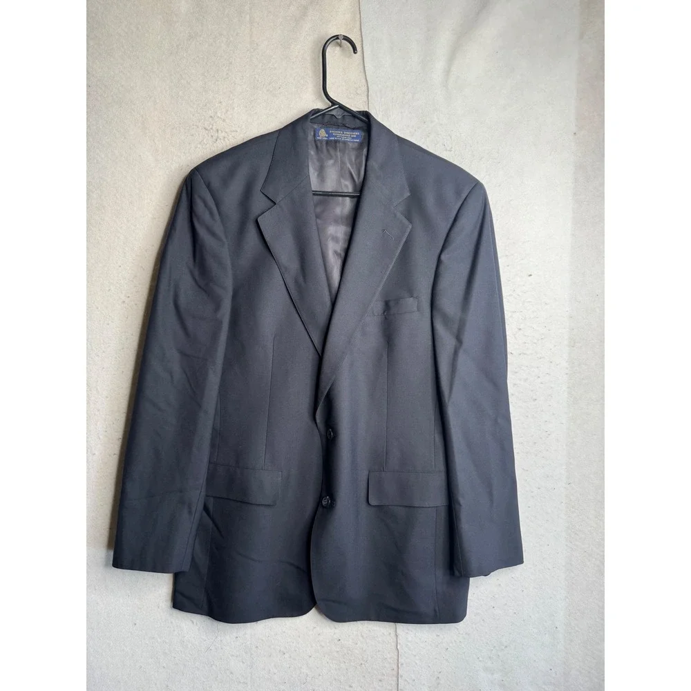Brooks Brothers Mens 42L Navy Blue Pure Wool 2 Button Blazer Sport Coat USA Made