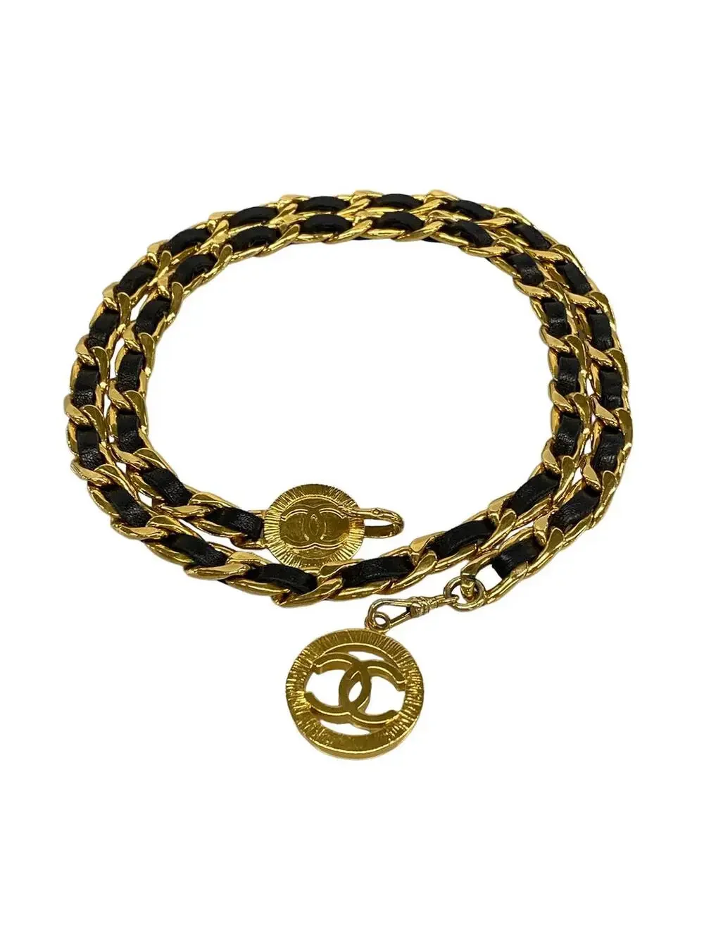Chanel Gold Black Hardware Leather Belt #298069C11B
