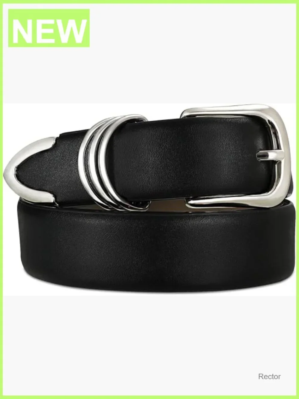 Faux Leather Belt with Gold Buckle, 1.2