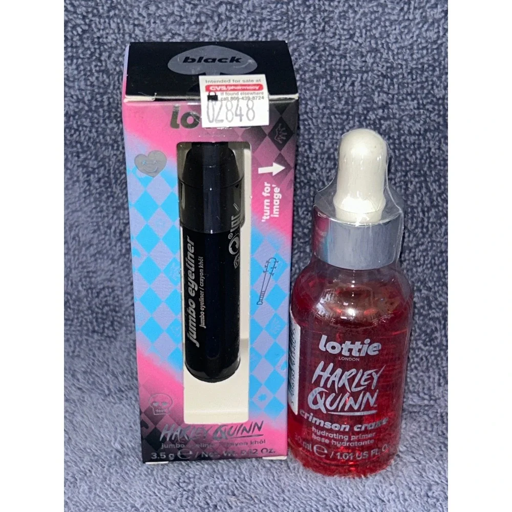 Lottie London Harley Quinn Jumbo Eyeliner Black &‎ Crimson Drops Primer
