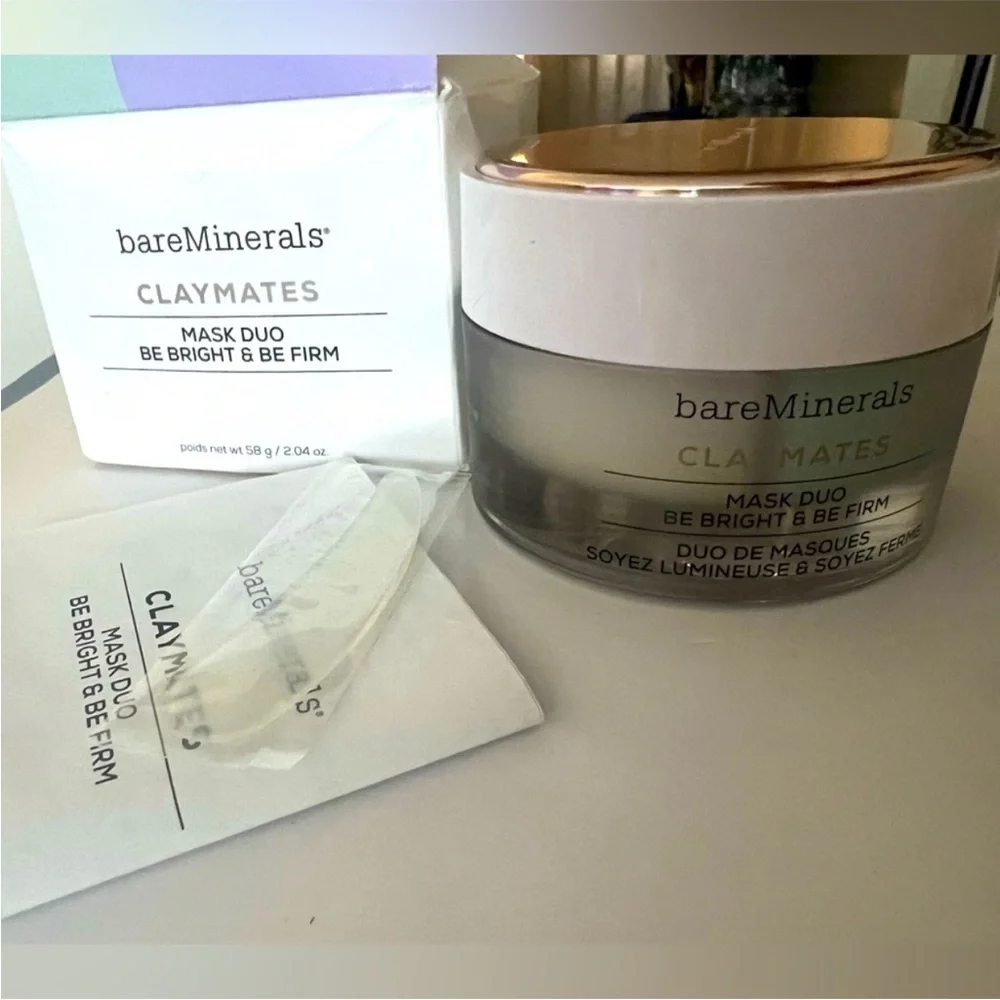 Bare minerals makeup  flatmates mask duo be bright & be firm full size