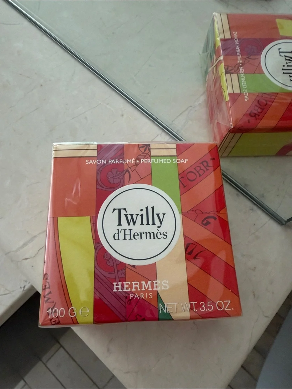 NWT Hermès Twilly d'Hermès Soap — Bright Orange, Pink & Yellow Stripes